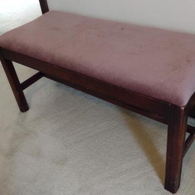 Wood Bench with Upholstered Seat- Approx 35 1/2" Long