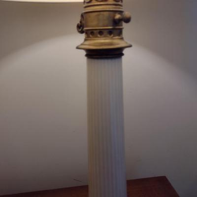 Vintage Metal Base Table Top Lamp with Shade- Approx 34 1/2" Tall