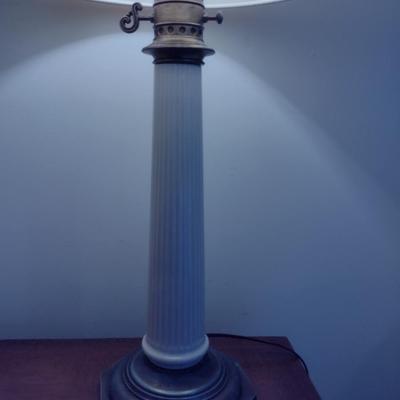 Vintage Metal Base Table Top Lamp with Shade- Approx 34 1/2" Tall