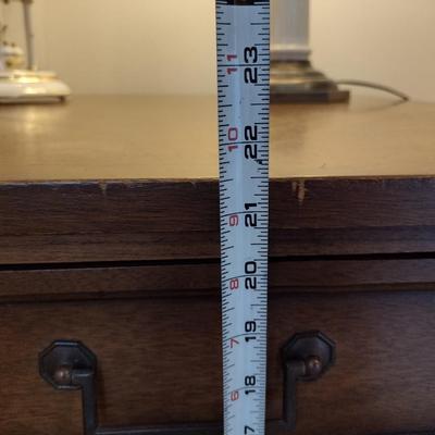 Wooden Side Table with Drawer- Approx 28" Square, 21 1/2" Tall