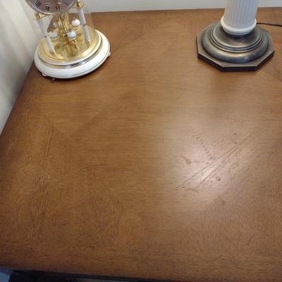 Wooden Side Table with Drawer- Approx 28" Square, 21 1/2" Tall