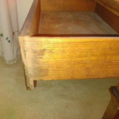 Wooden Side Table with Drawer- Approx 28" Square, 21 1/2" Tall