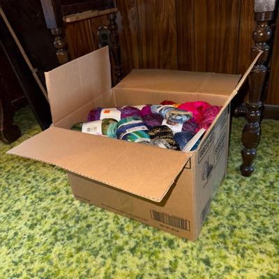 Sale Photo Thumbnail #5: Two boxes of various types/colors of yarn.