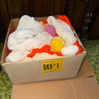 Sale Photo Thumbnail #2: Two boxes of various types/colors of yarn.