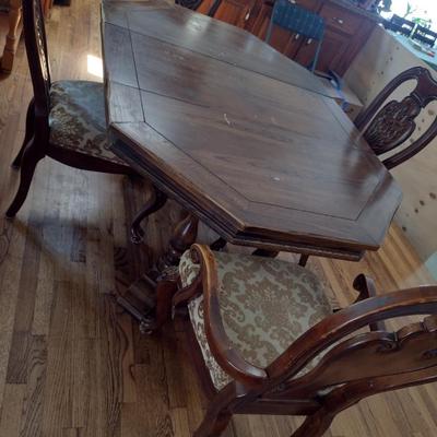 Wooden Dining Table with Four Chairs