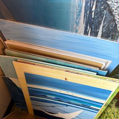 Sale Photo Thumbnail #34: Large lot of different paintings/photos, unframed