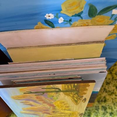 Sale Photo Thumbnail #39: Large lot of paintings, unframed