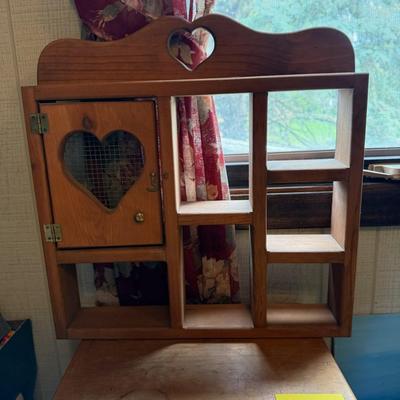 Sale Photo Thumbnail #41: Shelf and small side table. See photos for damage. Side table drawer also has some staining inside.