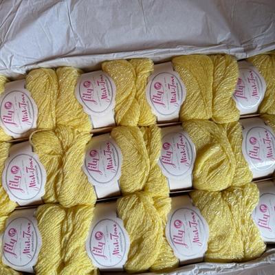 Sale Photo Thumbnail #60: Three boxes of yarn, scissors, embroidery floss, elastic
