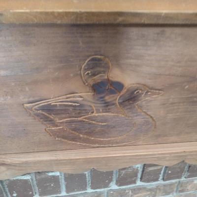Large, Wooden Storage Box with Duck Design- Approx 28" Wide, 13" Deep.