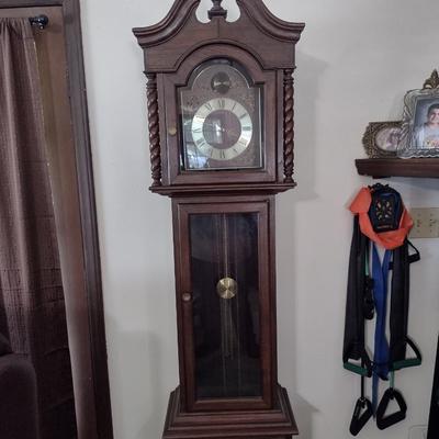 Vintage West German Wood Case Grandfather Clock- Approx 80 3/4" Tall