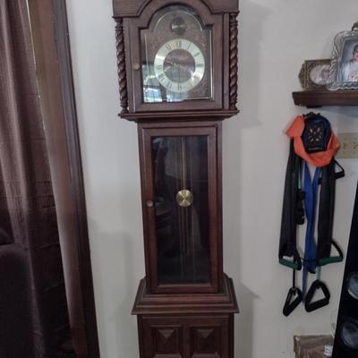 Vintage West German Wood Case Grandfather Clock- Approx 80 3/4" Tall