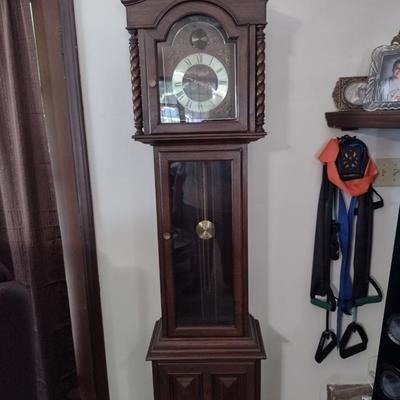 Vintage West German Wood Case Grandfather Clock- Approx 80 3/4" Tall