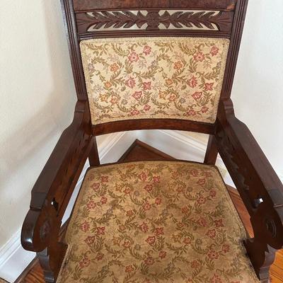 Vintage Carved Wood Armchair