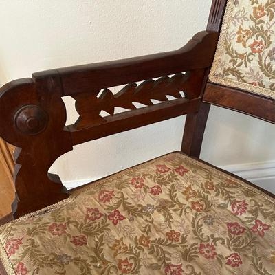 Vintage Carved Wood Armchair