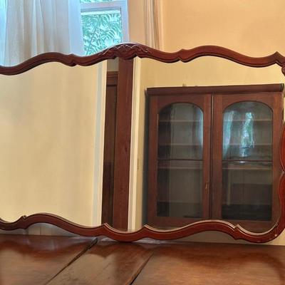 Vintage Scrolled Wood Wall Mirror