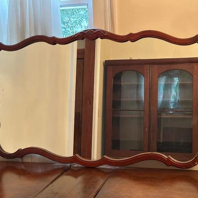 Vintage Scrolled Wood Wall Mirror