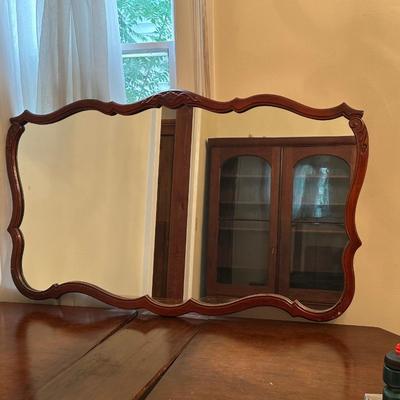 Vintage Scrolled Wood Wall Mirror