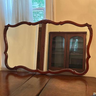 Vintage Scrolled Wood Wall Mirror