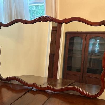 Vintage Scrolled Wood Wall Mirror