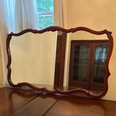 Vintage Scrolled Wood Wall Mirror