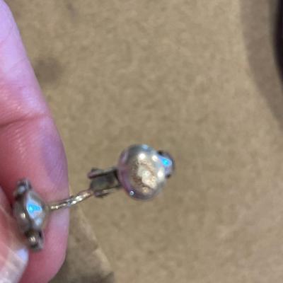 Large Cimi Sterling clip on earrings & abalone with sterling chain