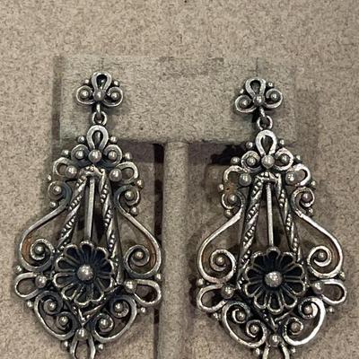 Large Cimi Sterling clip on earrings & abalone with sterling chain