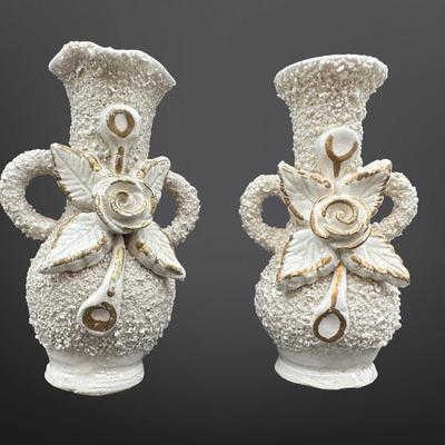 Vintage Pair of Textured Bud Vases