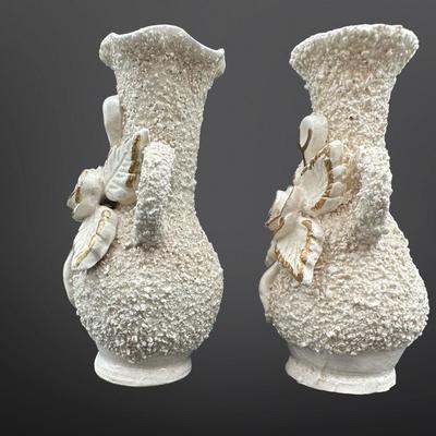 Vintage Pair of Textured Bud Vases
