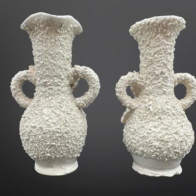 Vintage Pair of Textured Bud Vases