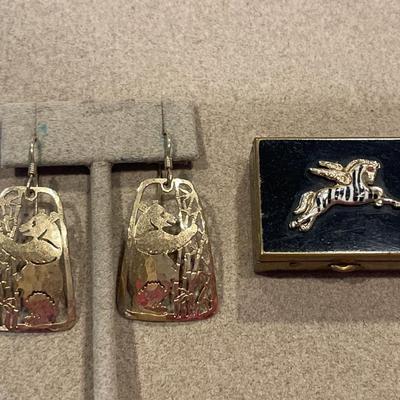 Wild Bryde bear earrings and zebra pill box