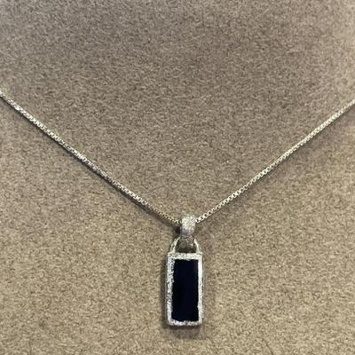 Sterling chain with black pendant and black accent ring