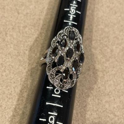 Sterling chain with black pendant and black accent ring