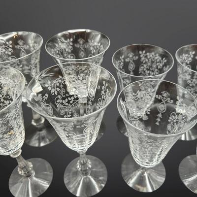 Vintage FOSTORIA Arcady Etched Blown Glasses