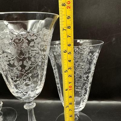 Vintage FOSTORIA Arcady Etched Blown Glasses