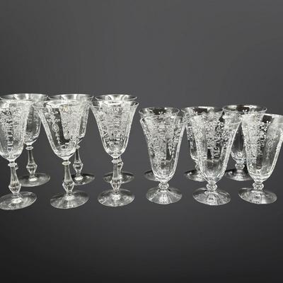 Vintage FOSTORIA Arcady Etched Blown Glasses