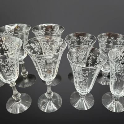Vintage FOSTORIA Arcady Etched Blown Glasses
