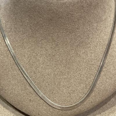 925 stamped herring bone necklace