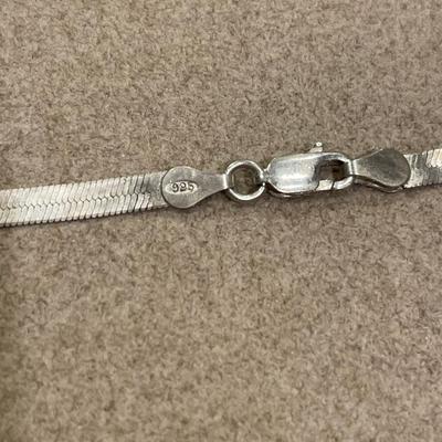 925 stamped herring bone necklace