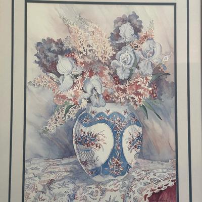Dorothy Shoemaker Signed Print “Vase Peonies & Lace”