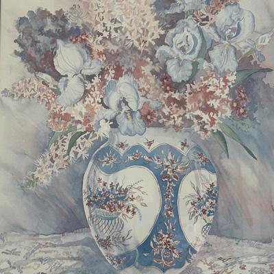 Dorothy Shoemaker Signed Print “Vase Peonies & Lace”