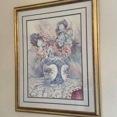 Dorothy Shoemaker Signed Print “Vase Peonies & Lace”