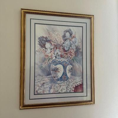 Dorothy Shoemaker Signed Print “Vase Peonies & Lace”