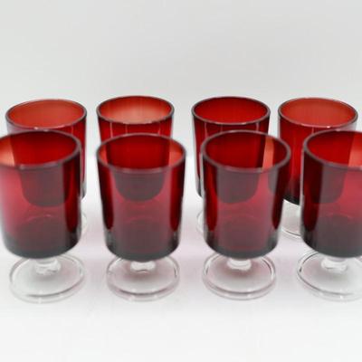 Vintage Cranberry Ruby Red Shot Glasses (8)