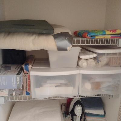 Assorted Bedding, Linens, and Contents of Closet