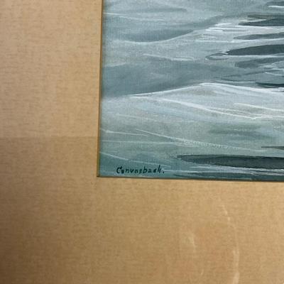 HZ311 Large Original Watercolor Signed "Frank L. Beebe" Canvas Back