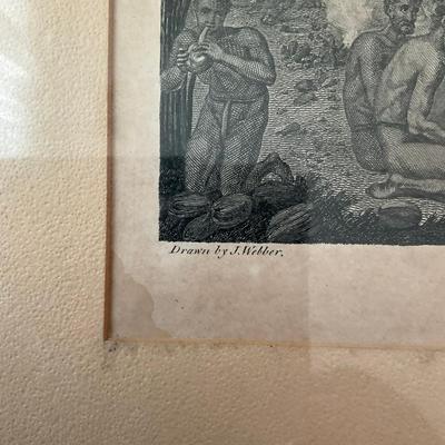 B326 Framed Engraving By John Webber "An Offering Before Captain Cook In The Sandwich Islands"