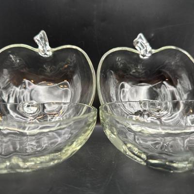 Set of 4 Clear Glass Apple-Shaped Bowls