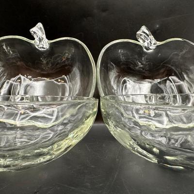 Set of 4 Clear Glass Apple-Shaped Bowls