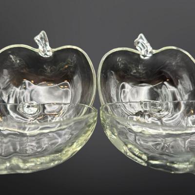 Set of 4 Clear Glass Apple-Shaped Bowls